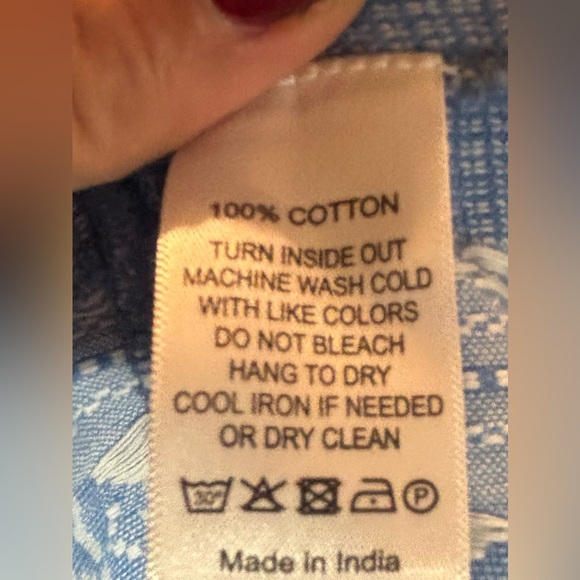 SLV Sur La Vague Blue Embroidered Boho Dress Tassel Detail  Medium cottage core - Picture 6 of 6